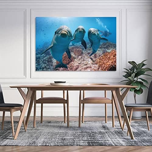 אוקיאנוס טרופי ודולפינים חדר מים עמוק חדר אסתטי פוסטר פוסטר פוסטר חדר שינה סלון קיר קיר ציורי