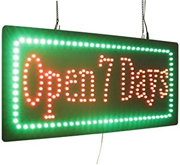 פתוח 7 ימים שלט, שילוט של טופינג, LED ניאון פתוח, חנות, חלון, חנות, עסקים, תצוגה, מתנת פתיחה מפוארת