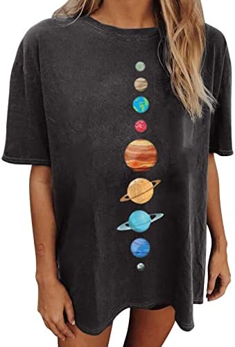 חולצות גרפיות וינטג 'לנשים 2023 חולצות טיול גדולות של קיץ עגול צוואר עגול טייז סאנה וירח סולבר חולצות