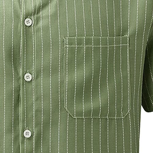 חולצות פשתן עם שרוול קצר של גברים מפוסות לגברים חולצות צווארון קלות חולצות חוף צווארון כפתור מזדמן