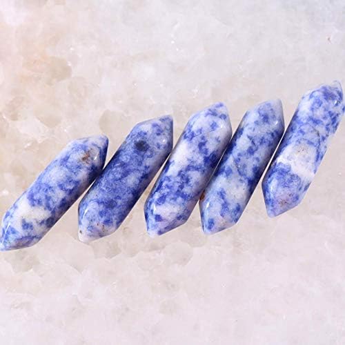 ינושי 8 * 32 ממ טבעי אבנים כחול סודליט משושה ריפוי מחודדת רייקי צ ' אקרה לא קידוח חור חרוזים מתאים