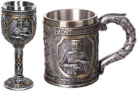 Pajkyqsl מימי הביניים טמפלר צלבני אביר חליפת ספל של אביר השריון של בירה צולבת שטיין טנקארד כוס קפה כוס-יין,