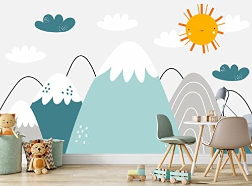 קיר קיר - הרים - צילום טפט משתלת ילדים חדר שינה לילדים תמונת קיר תפאורה ענק נייר נייר פוסטר