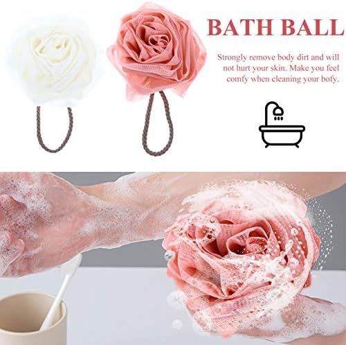 Beaupretty 2 PCS מעצבים כדורים לפריחה רחצה נשים אמבטיה נשים גוף גוף לופאה, Loofahpink ו- Loofah