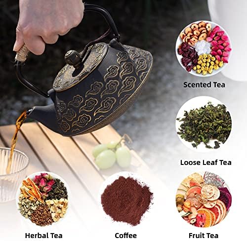 קומקום ברזל יצוק של מילבוזיס, סיר תה יפני עם חומר עולה לעלים רופפים, קומקום תה כיבוש בטוח מצופה פנים אמייל,