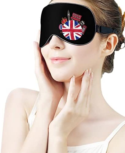 דגל הממלכה המאוחדת BIG BON אוטובוס ישן מסכת עיניים מכסה עיניים חמוד גוון כריכה לילה מצחיקה עם רצועה מתכווננת