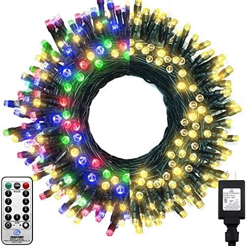 200 אורות חג המולד של LED 66ft צבע מחליפים אורות מיתרים חיצוניים, מיתר חוט ירוק אור 11 מצבים עם מרוחק לעץ חג
