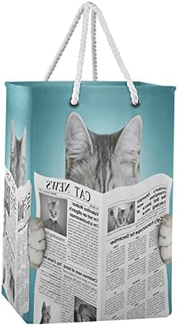 Catcity Cat קריאה מאחורי עיתון שחור לבן רטרו רטרו סלסול סל סל סל, מארגן משתלות לתינוקות עם ידיות