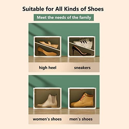 קופסת אחסון נעליים של FBAIYY, מארגן נעליים הניתן לערימה מפלסטיק לארון, מיכלי נעלי נעליים לחיסכון