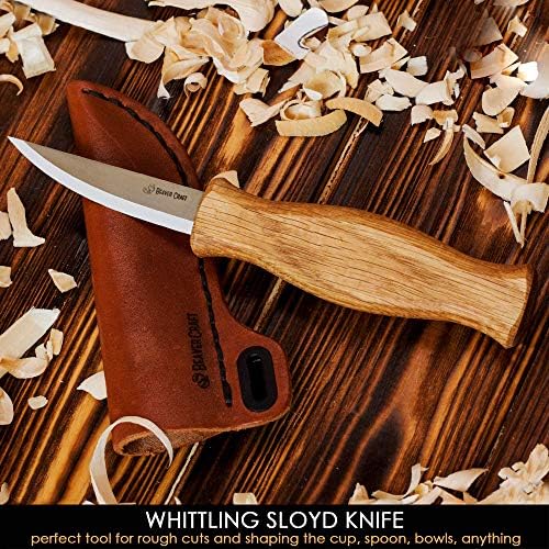 ביוורקראפט סכין סלויד ג4ס סכין פירוט ג15 טיליה גילוף בלוקים סט ב10 עץ גילוף סכין סלויד עם עור נדן טיליה עבור