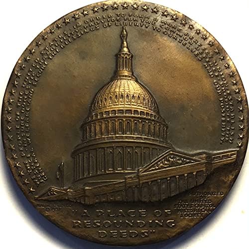 בציר ארצות הברית הקפיטול ג ' ורג 'וושינגטון הנחת אבן הפינה 1793 2.5 גדול ברונזה מדליית