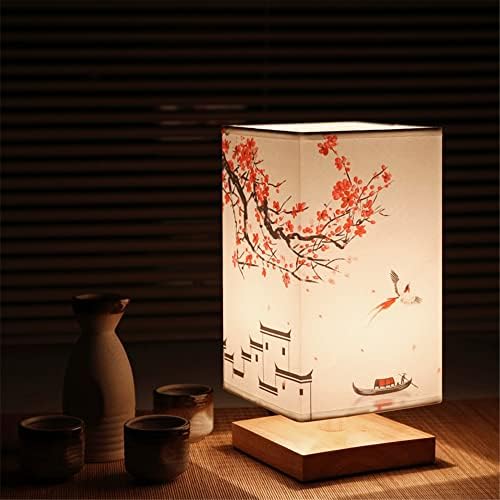 פנס יפני מיטת מיטה מנורת במבוק - מנורת שולחן מנורת פרחים תפאורה יפנית לשבת לילה, שידה, סלון, חדר ילדים,