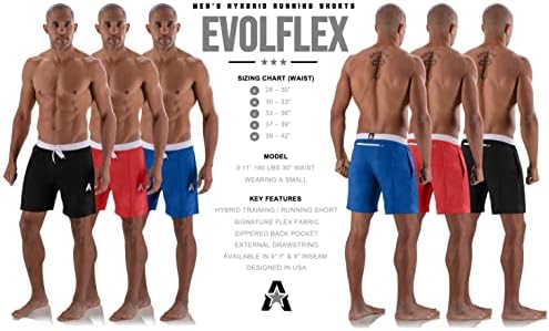 המנון אתלטיקה Evolflex אימון מכנסיים קצרים גברים 7 אינץ 'סיד וכיסים אחוריים - אימונים, אתלטי, ריצה,