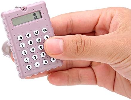 מחשבון מיני, צבע סוכריות כיס נייד PVC 8 ​​ספרות מחשבון אלקטרוני עם כפתורי סיליקון ואבזם מחזיק מפתחות