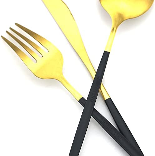 כלי שולחן 16 חתיכת כלי אוכל זהב מכות סכינים סכינים סכיני קפה מזלג קפה כלי שולחן נירוסטה שולחן שולחן