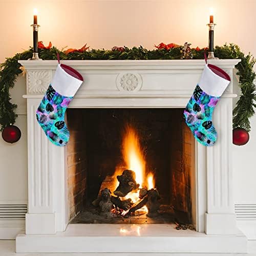 דפוס צבעוני עם עלים פלאמה חג המולד תלויים גרבי גרביים לעץ עץ חג המולד עיצוב בית נופש