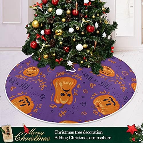 Oarencol ליל כל הקדושים דלעות טריק או טפל בחצאית עץ חג המולד סגול 36 אינץ 'מפלגת חג המולד לחג קישוטים