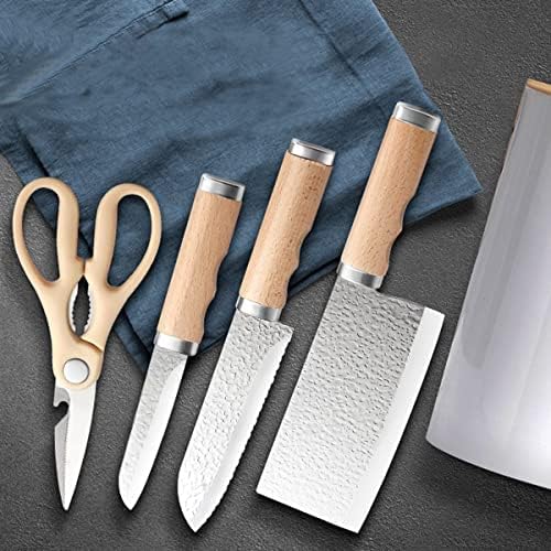 סט סכין מטבח, רק 5 יחידות סכין נירוסטה סכין למטבח עם בלוק, סט סכין שף סט סכין לבנה חד אולטרה, סכיני פרי