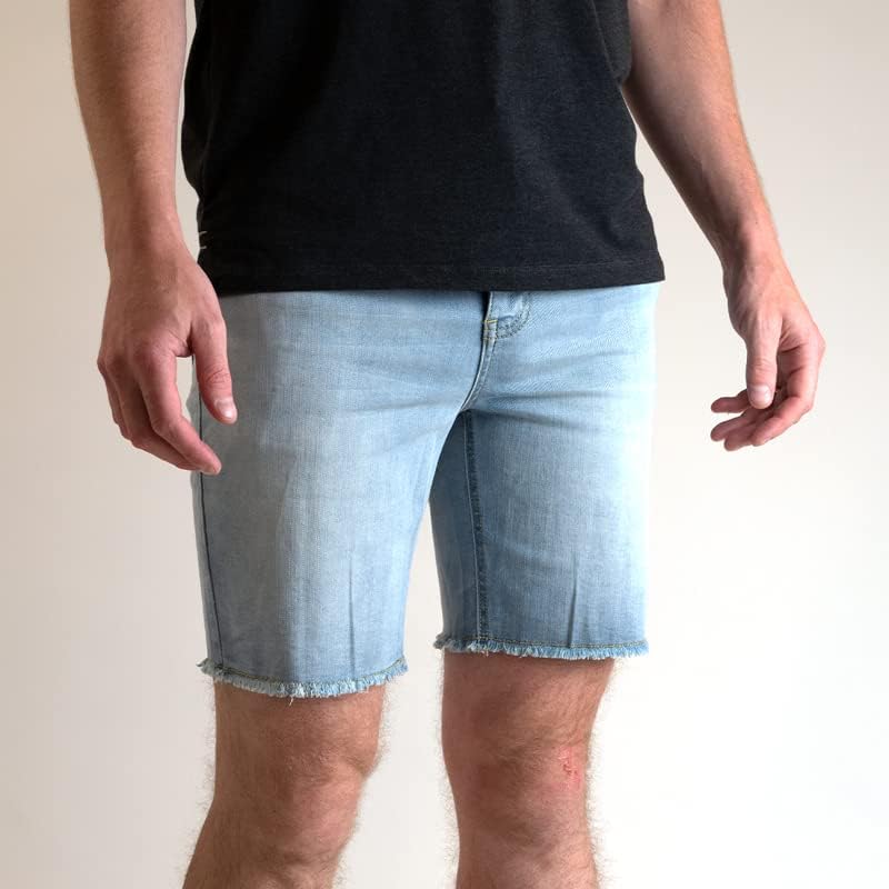 Adienup Stallic Jean Short - Jort - 4 -כיוונים Super Stretter Denims Short - מכנסיים קצרים אתלטיים עם כיסים אחוריים