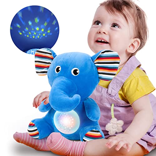 Kaekid Baby Sleep Soather Soupt Moad Machine Sound, Color Star מקרן שינה עזרה ליל צעצוע פיל ממולא, תינוק