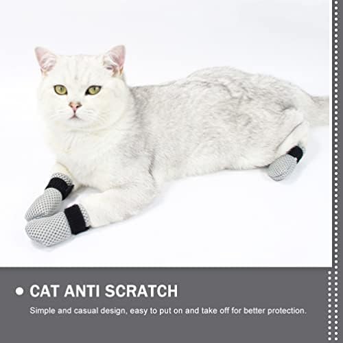 חתול אנטי שריטה נעליים - מתכוונן חתול נעלי כדי מגרד פוליאסטר חתול כפת מגן כיסוי, חתול אנטי להחליק גרב נעלי גוף
