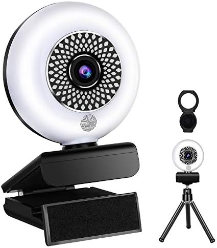 מצלמת רשת זורמת 2 קארט עם אור טבעת ומיקרופון, פוקוס אוטומטי מלא מצלמת אינטרנט 30 פאפ לשנייה תקע ושחק עם