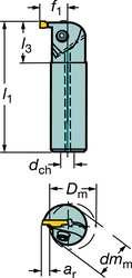 Sandvik Coromant Rag123K043-24B Corocut פלדה 1-2 מוט משעמם למחזיק חריץ, קוטר שוק 1.500 , 0.512 עומק מקסימלי