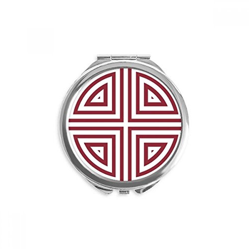 מסורתי ארבעה סין סיני סמל יד קומפקטי מראה עגול נייד כיס זכוכית