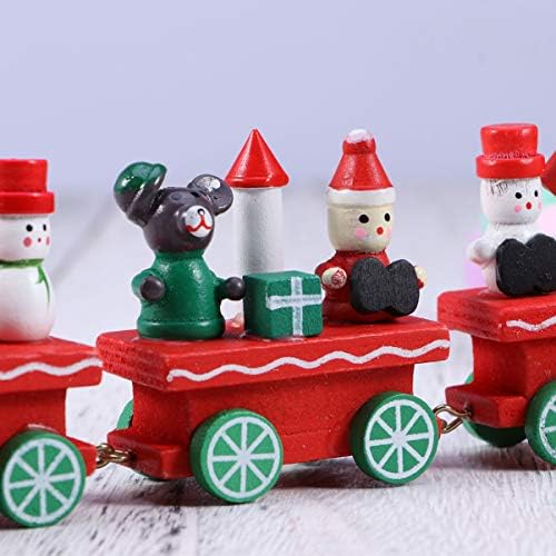 אבאודם סר של 2 קוביות עץ סנטה איש שלג חג המולד רכבת דקור מתנה לילדים עץ סנטה חג המולד רכבת חג