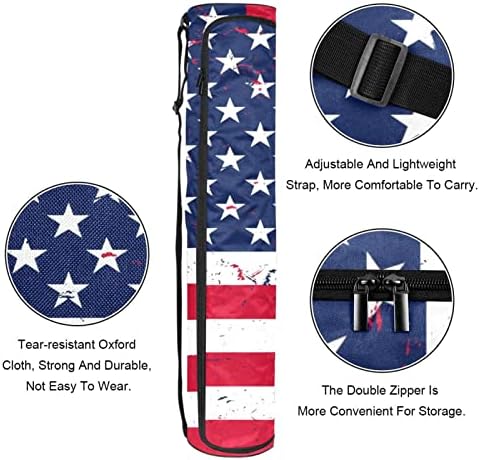 תיק מזרן יוגה תרגיל תיק נשיאה של מזרן יוגה גראנג 'דגל אמריקאי רטרו ארה' ב, 6.7איקס 33.9 אינץ