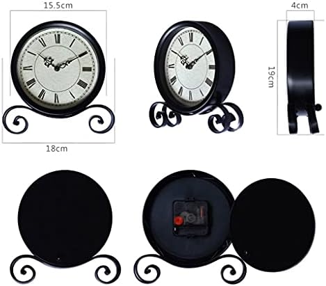 UXZDX וינטג 'שולחן מתכת שעון סלון סלון עגול שעון שולחן רטרו שעון שולחן עבודה מיושן