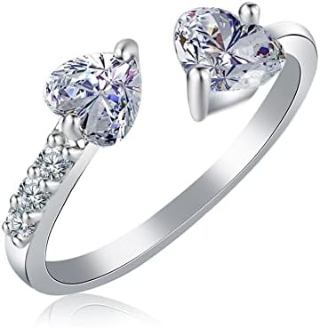 טבעת קני צ'לדוני יוני, טבעת קריסטל קוורץ, טבעת קריסטל כפולה, טבעת מתכווננת פתוחה, לנשים טבעת קריסטל