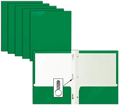2 כיס מבריק ירוק נייר תיקיות עם שיניים, 25 חבילה, על ידי טוב יותר משרד מוצרים, מכתב גודל, מבריק ירוק