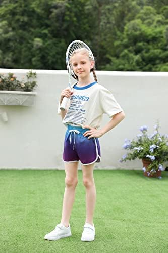 בנות מכנסי ריצה דולפין קיץ פעיל ספורט מכנסיים קצרים מהיר יבש לוח קצר לשחות מכנסיים קצרים עם שרוך 7-12 שנים