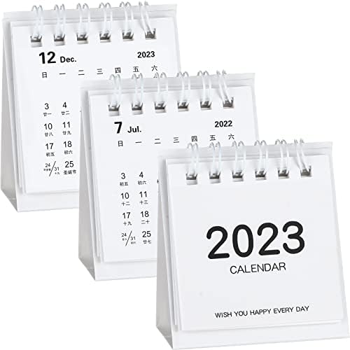 3 חתיכות לוח השנה המיני שולחן ביולי 2022 עד דצמבר 2023 לוח שנה לוח שולחן עבודה עבה נייר שולחן