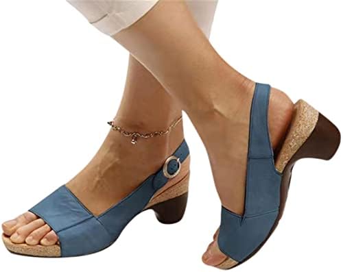 נעליים של Cakiesky ללא החלקה לנשים עקבים מרובעים סנדלים נושמים סנדלי אופנה סנדלים של נשים
