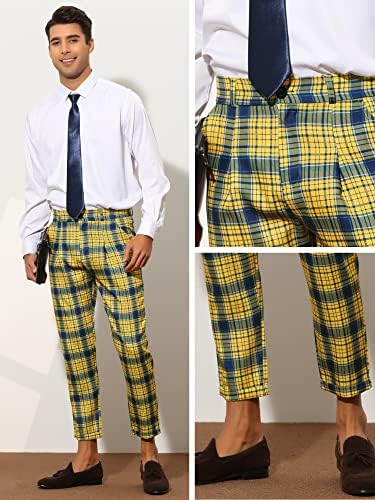 לארס אמדאוס מכנסי שמלה משובצים למכנסי עסקים קצוצים באורך הקרסול
