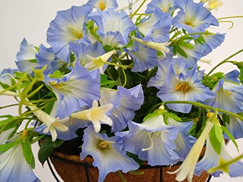 כחול משי פרח בית מסיבת חתונת מרפסת משרד גן קישוט שרשרת תליית סל מזויף פרח מלאכותי פאר בוקר פרחים