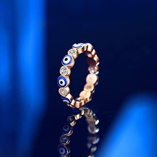 פוארזי עין רעה טבעת, עלה זהב מצופה טבעת מתאים לנשים בנות,גודל 6 כדי 10