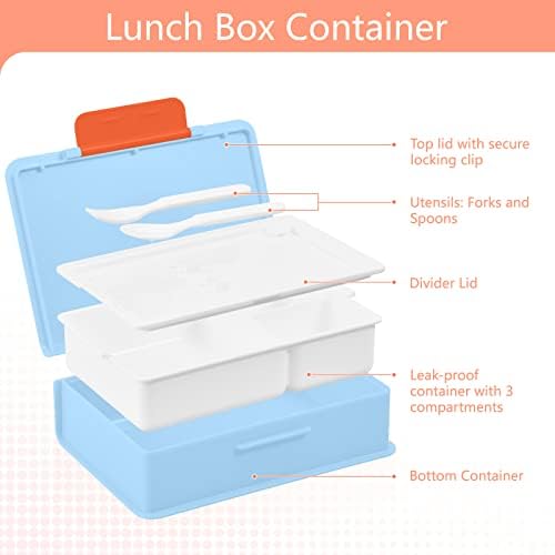 קופסאות בנטו של סאבו בדמינטון למבוגרים/ילדים עם דליפת ארוחת צהריים דליפות ארוחות צהריים כחולות מכולות לעבודה/בית