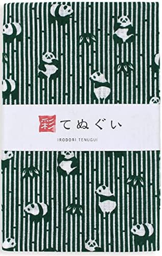 Komesichi irodori יפנית מגבת מסורתית מגבת Tenugui במבוק ופנדה 12.99 x 34.64 פנימה עם Tenugui iroha