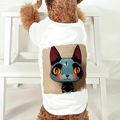 קריקטורה חתול כלב חולצה-מודפס כלב חולצה - אמנות הדפסת כלב בגדים-לבן, אני