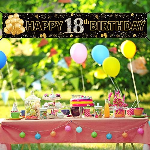 פימווימקים שמח יום הולדת 18 באנר קישוטי עבור בנות בנים-גדול 18 יום הולדת מסיבת סימן רקע-זהב 18 שנה ישן מסיבת