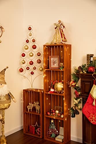 ואלרי מדלין 15.7 אינץ 'מואר מראש מואר אדום זהב אדום חג המולד טופר עץ מלאך, עליון עץ מלאך עם 10 אורות LED חמים