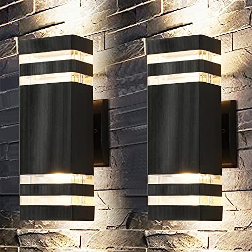אור קיר חיצוני טוואי קיר 2-חבילה 14W 3000K אור מרפסת מודרני לקיר +SCONCE קיר חיישן