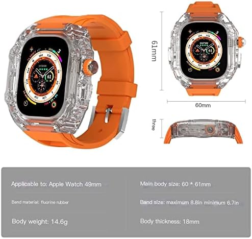 Hepup for Apple Watch Band 8 Ultra 49 ממ להקת שעון מקרה שקוף