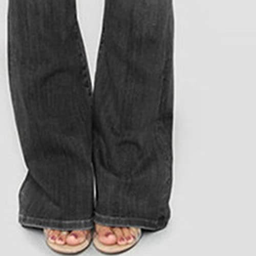 MAIYIFU-GJ נשים כפתור כלום ג'ינס ג'ינס דקיקים פעמון גבוה פעמון מכנסי ג'ינס קלאסי רטרו קלאס הרמת מתיחה
