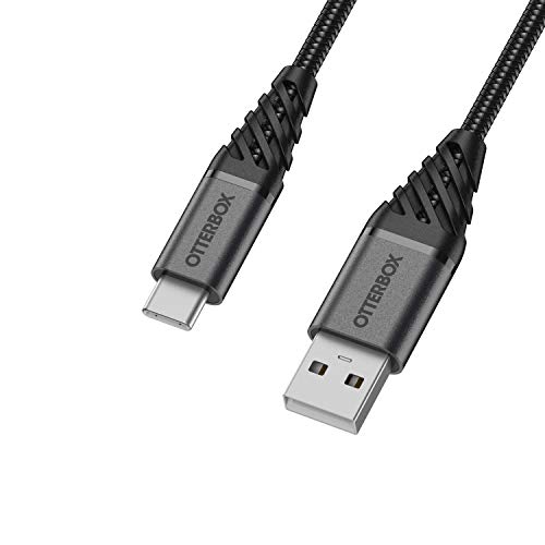 Otterbox USB A-C 2M כבל קלוע מחוזק, סדרת ביצועים פלוס, שחור