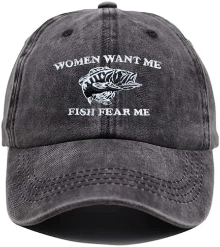 נשים רקומות רוצות אותי דגים פחד אותי כובע בייסבול/כובעי כפה לגברים נשים מצחיקות דיג מושלם מתנות מתנות שחור