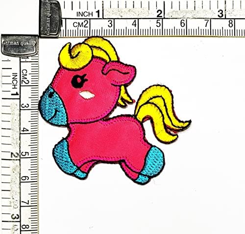 קליינפלוס 2 יחידות. חמוד ורוד תינוק סוס תיקון קומיקס קריקטורה רקום אפליקצית מלאכה בעבודת יד תינוק
